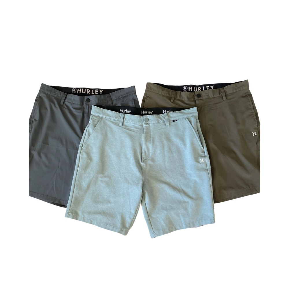 Hurley Mens Dri-FIT Hybrid Walk Shorts Bundle 3 Pairs Blue Grey‎ Green 38 EUC